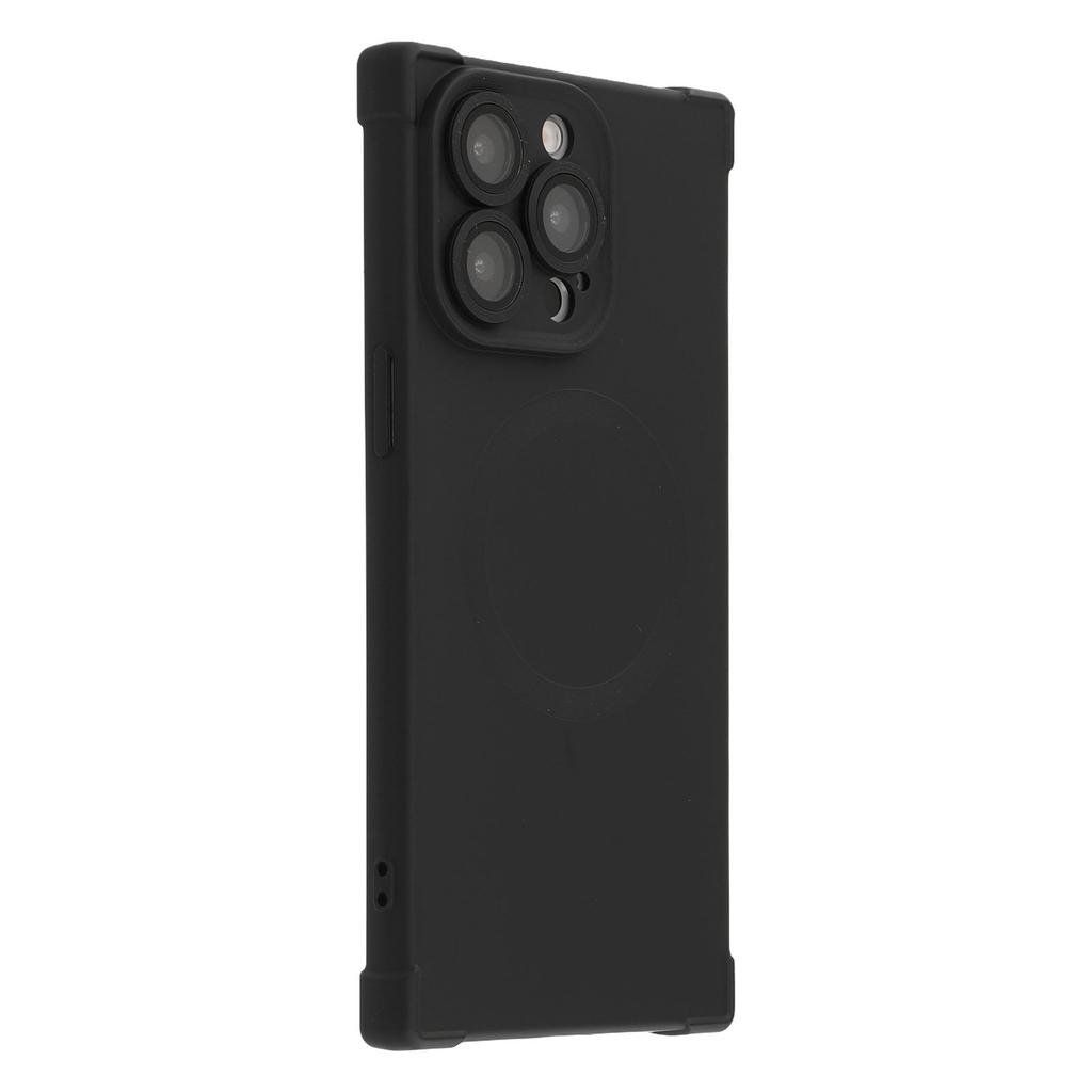 For iPhone 15 Pro Max Case Compatible with MagSafe Straight Edge TPU Phone Cover with Camera Lens Protector