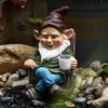 Tirifer Drinking Coffee Garden Gnome Statue Decoration, Garden Figurine Ornament Sculpture for Outdoor Indoor Home Lawn Yard Balcony Porch Patio