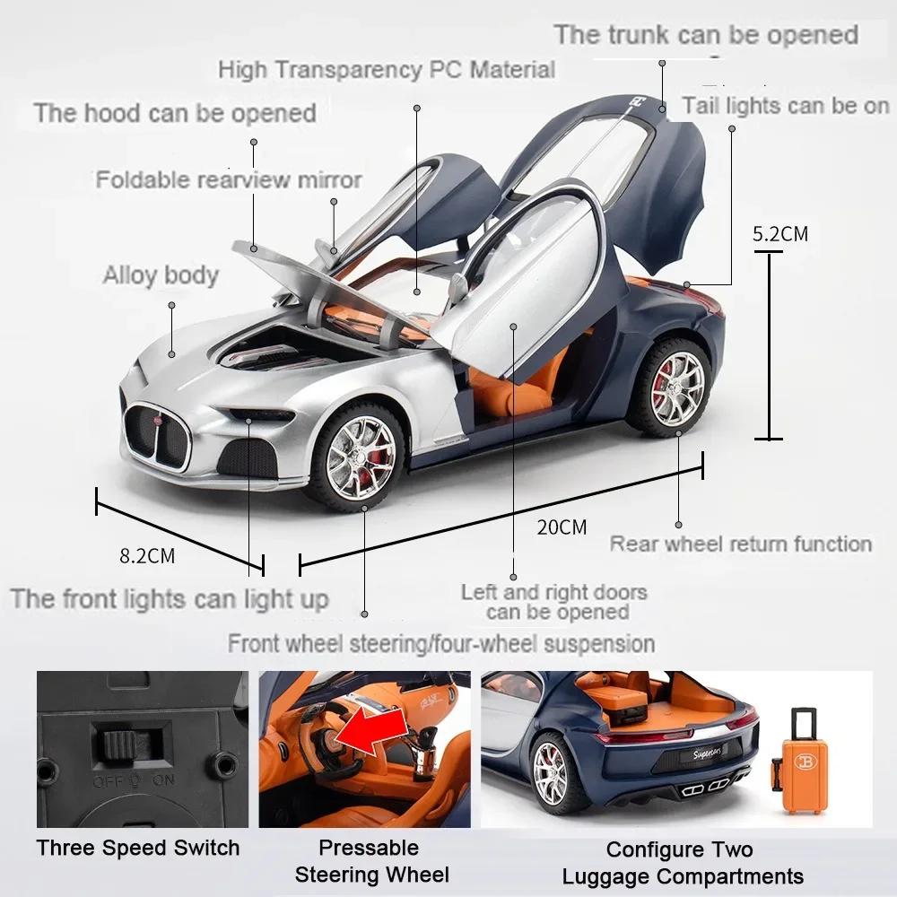 Nové 1/24 Měřítko Bugatti Atlantic Hračky Model Auta Slitina Odlitky Model Vozidla se Světlem Zvuk Super Sportovní Auto pro Kluky Narozeninové Dárky