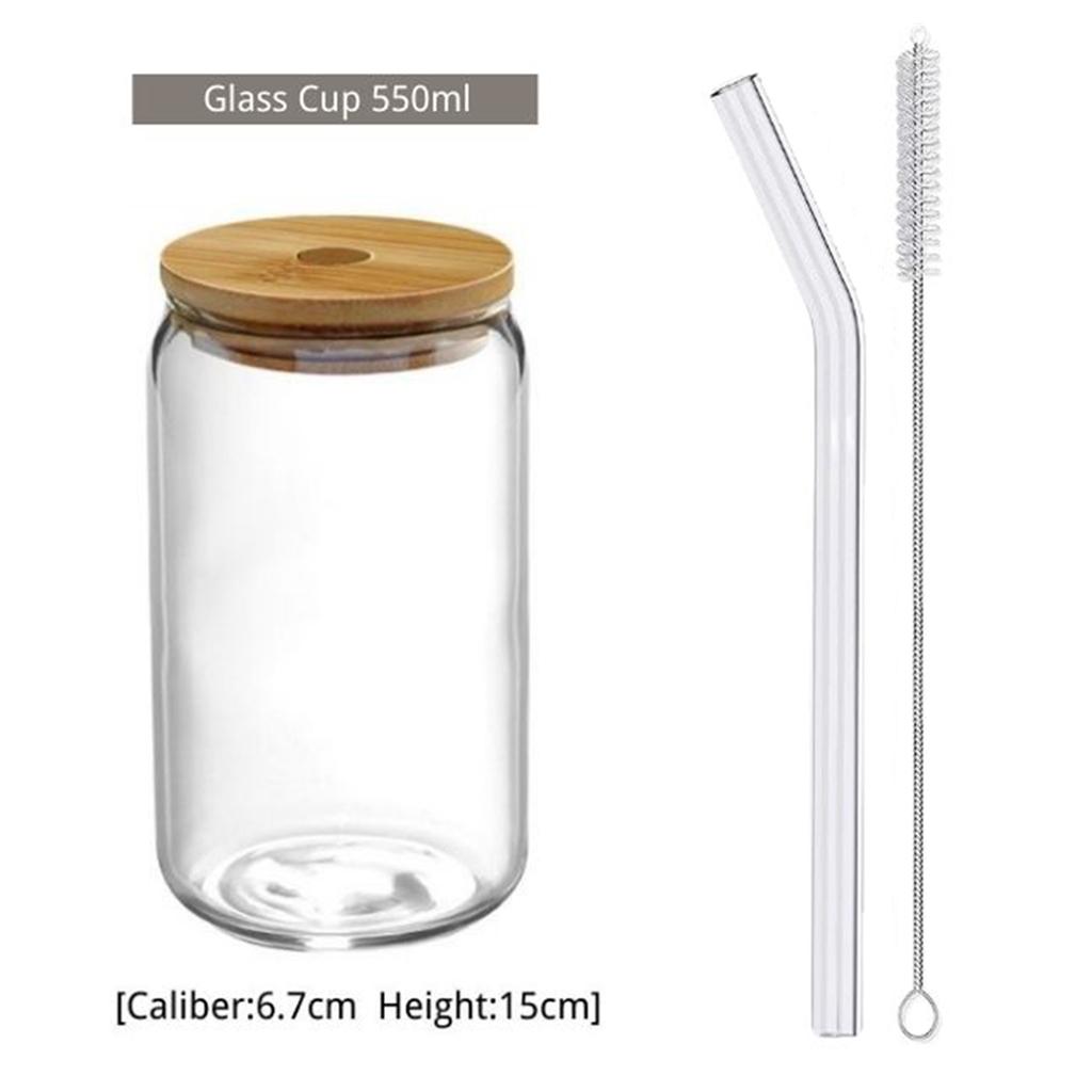 550ml/400ml Glass Cup with Lid and Straw Transparent Reusable Coke Cup Juice Glass Beer Can Milk Mocha Cups Mug Drinkware