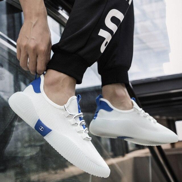 

Мужская обувь, новая модная повседневная обувь, легкая и дышащая летняя сетчатая белая обувь для активного отдыха, универсальная спортивная обувь для бега 40 синий