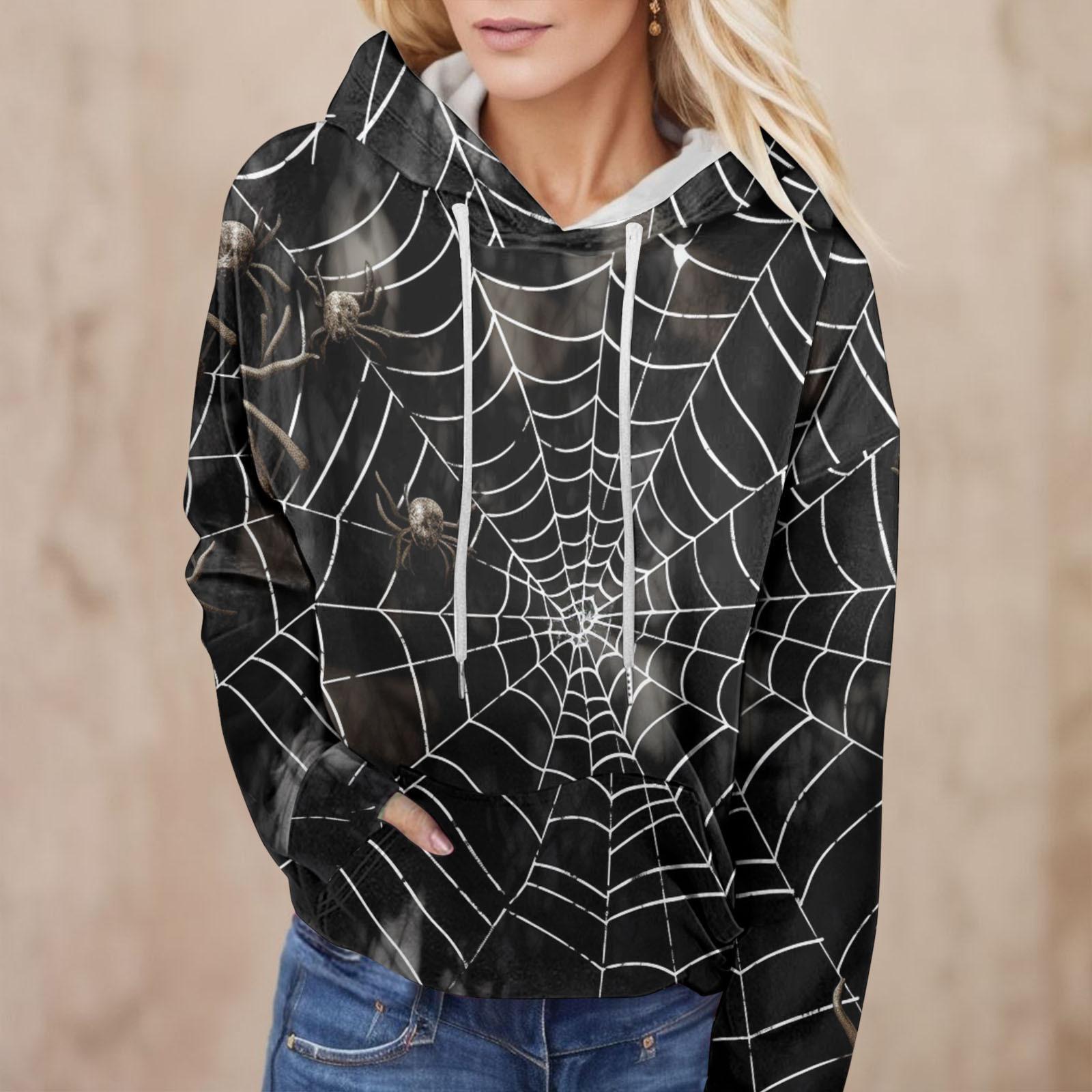 

2024 НОВАЯ весна осень женская мода Хэллоуин элементы 3D принт рендеринг толстовка с капюшоном длинный рукав повседневный свободный M