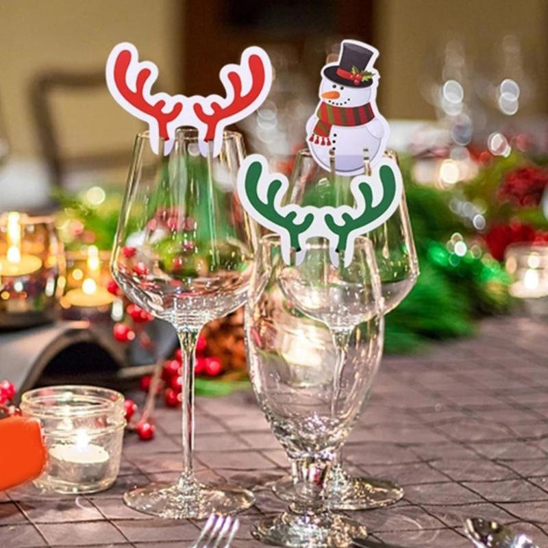 Christmas Wine Cup Cards Set of 80 Santa Snowman Winter Themed Party