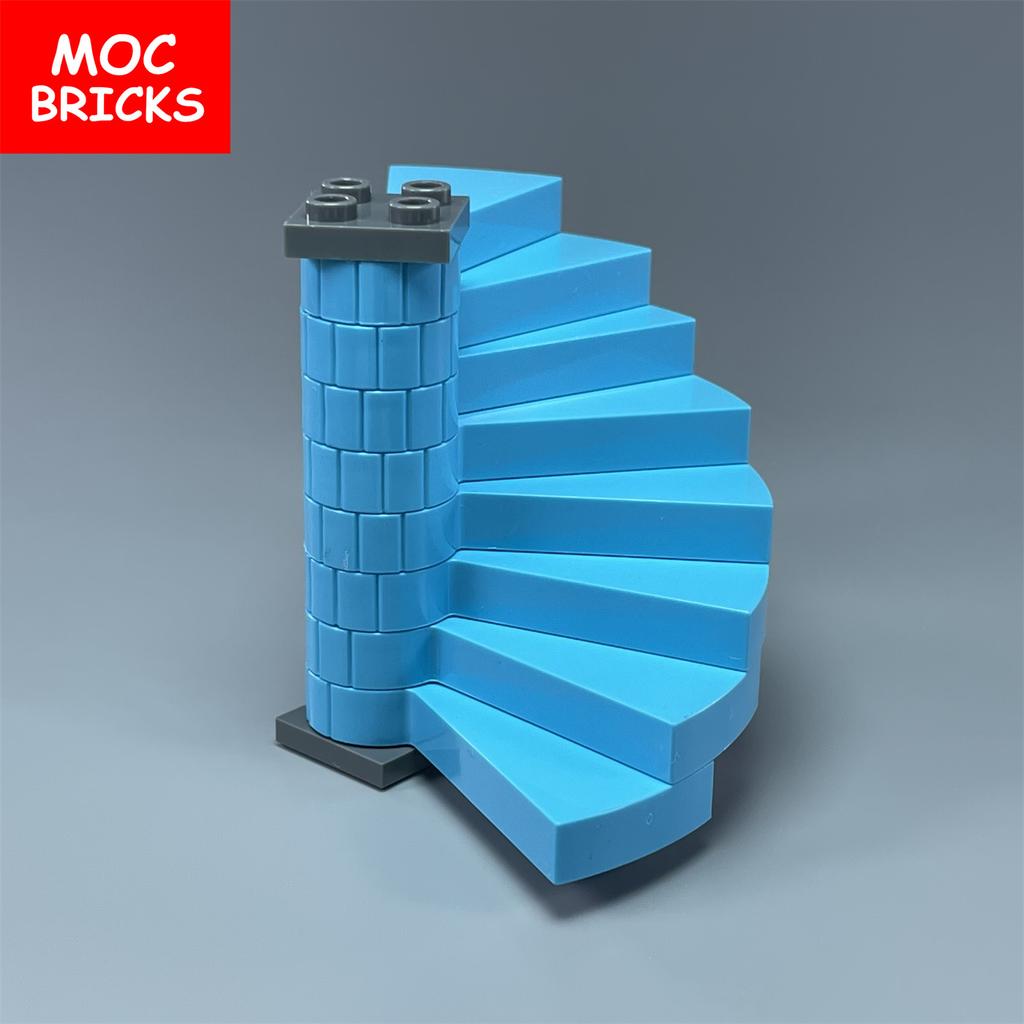 Set  MOC Bricks City Castle Stairs Spiral Step 40243 Support 1x1x5 40244 Assembles Particles Building Blocks