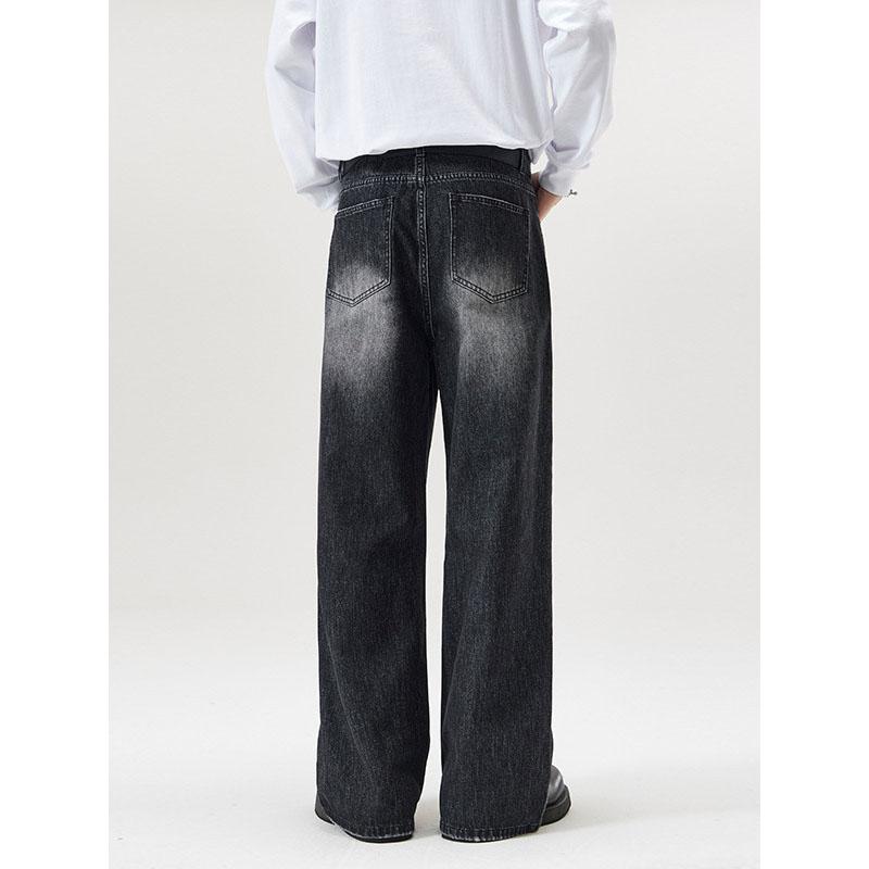 4 Colors Autumn Vintage Distressed Men's Baggy Straight Jeans Fashion Korean High Street Denim Pants Streetwear Male Trousers
