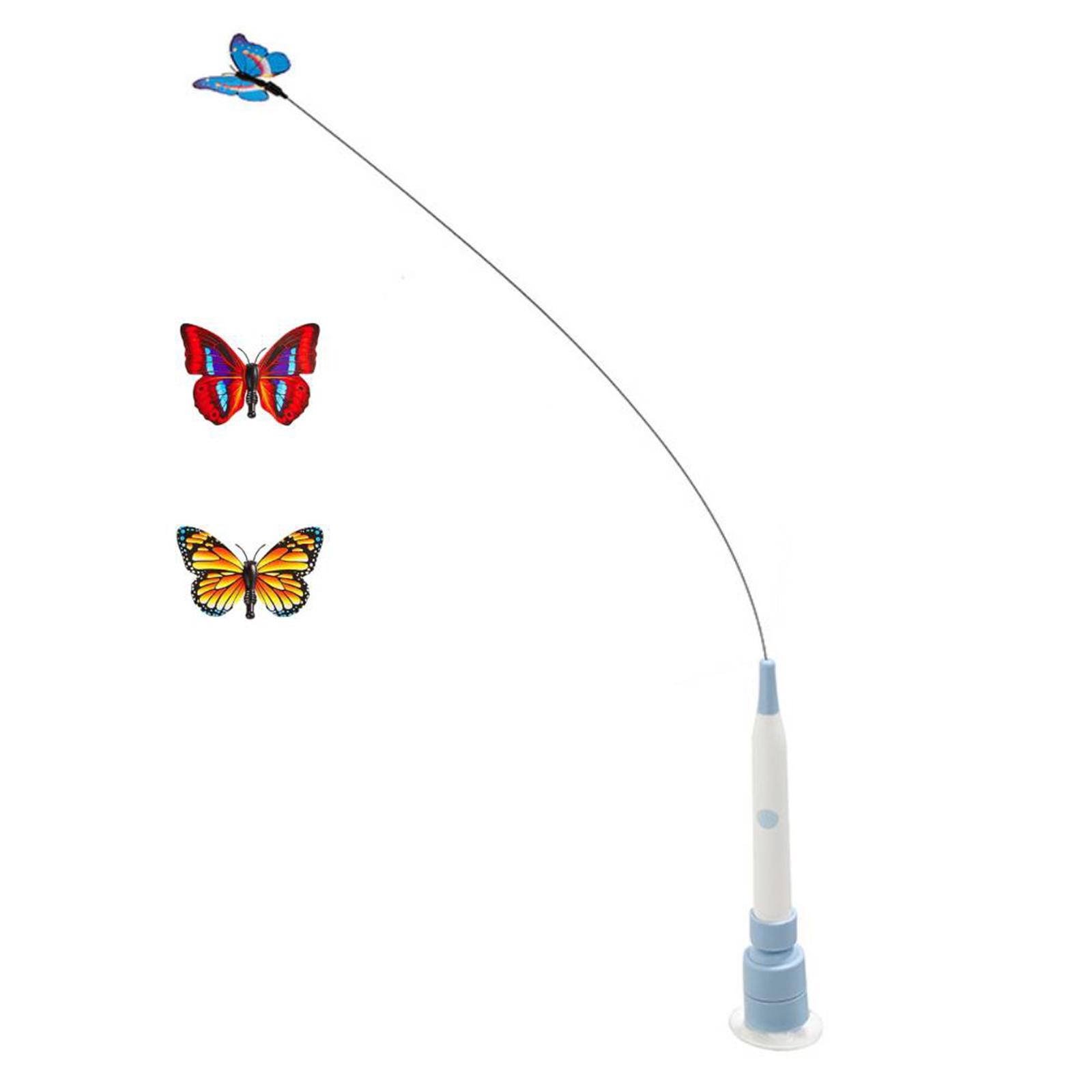 Interactive Cat Toy with Suction Cup Spinning Butterfly Cat Toy Wand Automatic Cat Teaser Toys for Indoor Cats