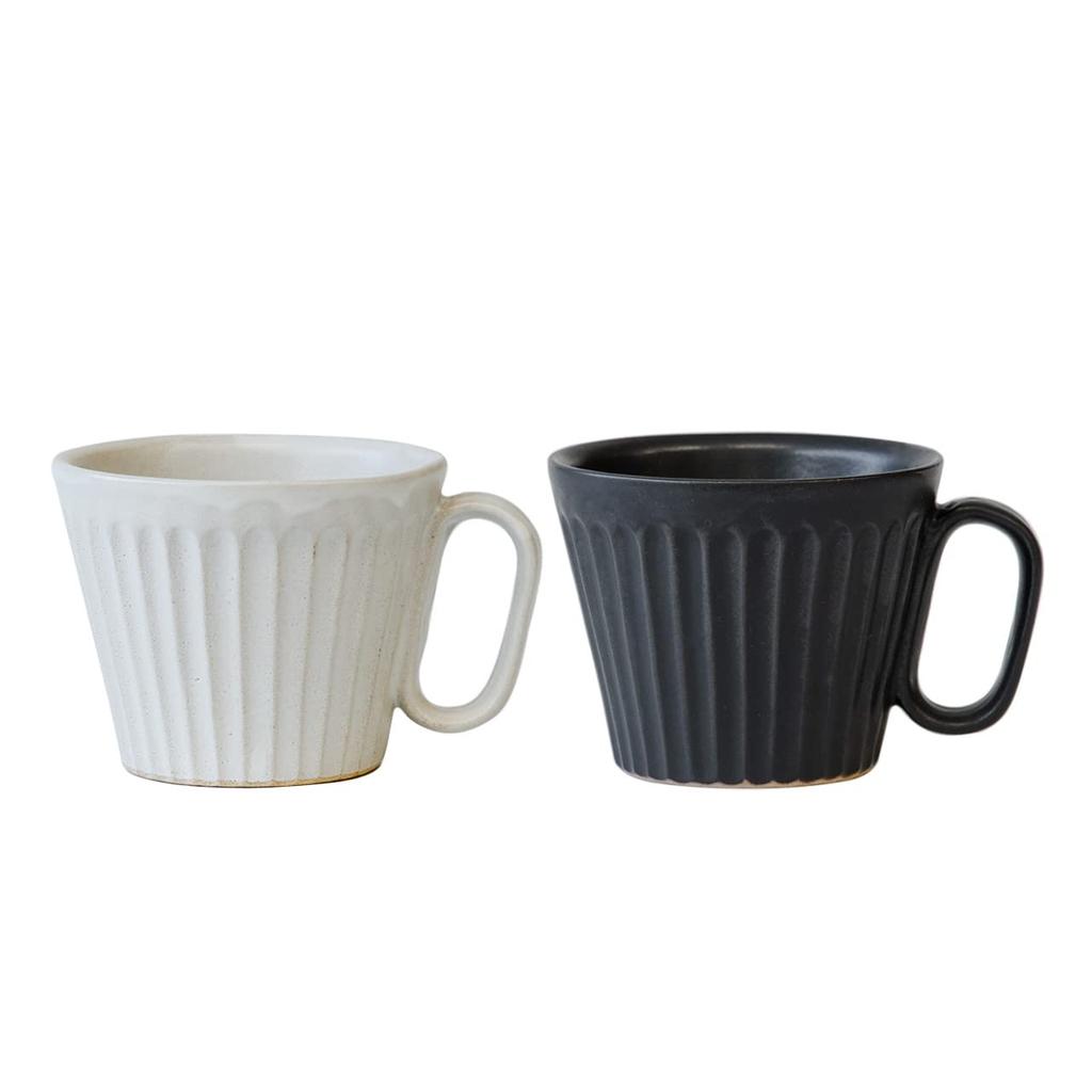 Wired Beans Wired Beans Mug To Last a Lifetime Kasama Ware Shinogi Mug 240ml Pair Set White Matt matte/Black