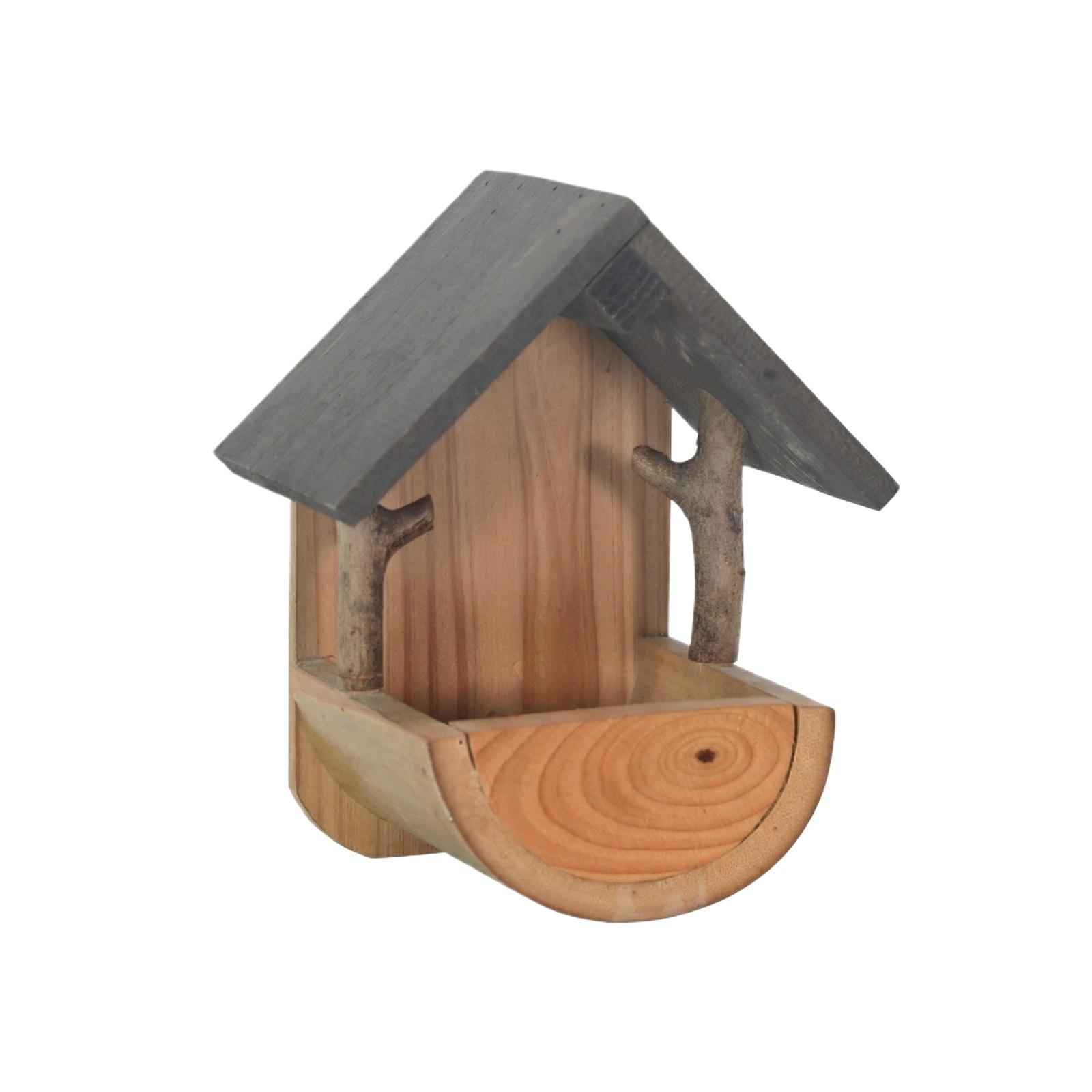 

Wooden Bird Feeder, Creative Outdoor Ornament, Wall Mounted, Large Capacity, Wood Bird Feeder One Size чёрный