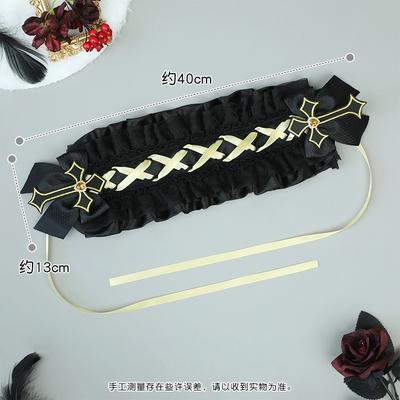 Dark Goth Lolita Hair Accessories Comics Cos Party Girl Headgear Cross Lace Bow Headband