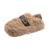 Fluffy Warm Fluffy Shoes for Women's 2025 New Winter Thick-soled Belt Buckle, Fleece Warm One-pedal Cotton Shoes