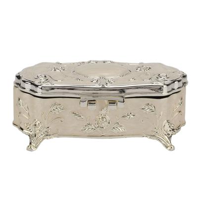 Vintage Jewelry Box Small White Vintage Zinc Alloy Enamel Jewelry Organizer Metal Trinket Jewelry