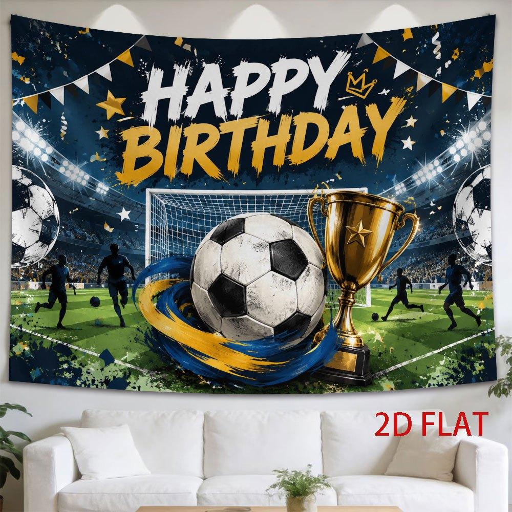 2D Flat, 1pc 2D Flat Tapestry Football Birthday Celebration Tapestry, Stadium Victory Glory Atmosphere Decoration, 2D Flat