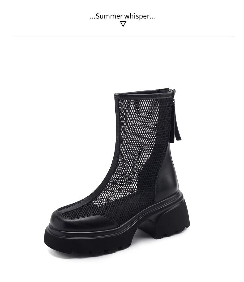 Black Gothic Style Platform Ankle Boots for Women Thick Bottom Breathable Summer Boots Woman 2025 Punk Chunky High Heels Booties