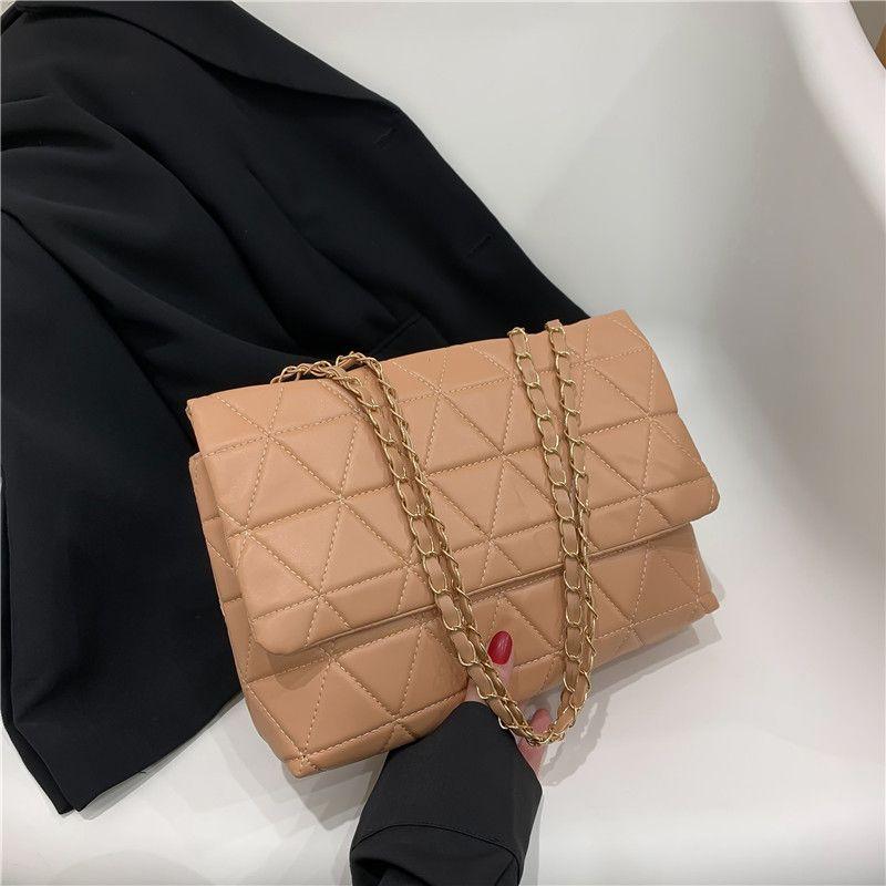 Checkered PU Shoulder Bag for Women Crossbody Bags Chain Strap Fashion Designer Bag Women's Messenger Bags New