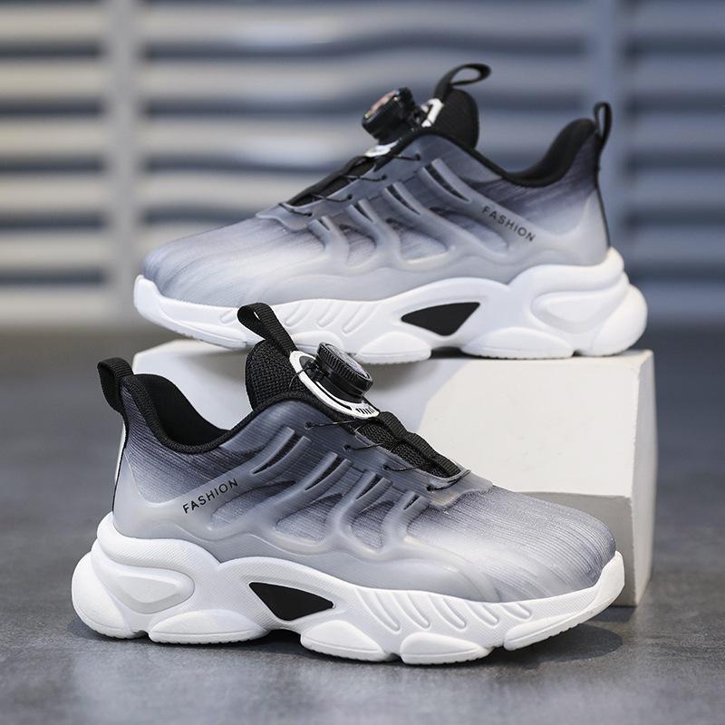 Classmate sports shoes 22 autumn new breathable soft-soled running shoes medium and older children's rotating button casual shoes