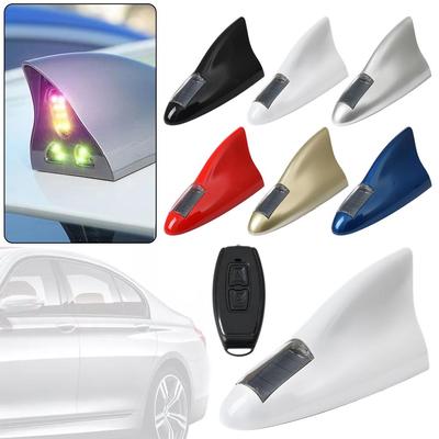 Universal Car Shark Fin Antenna LED Warning Light Radio Decoration Control Car Spoiler Roof Accessories Remote C6K3