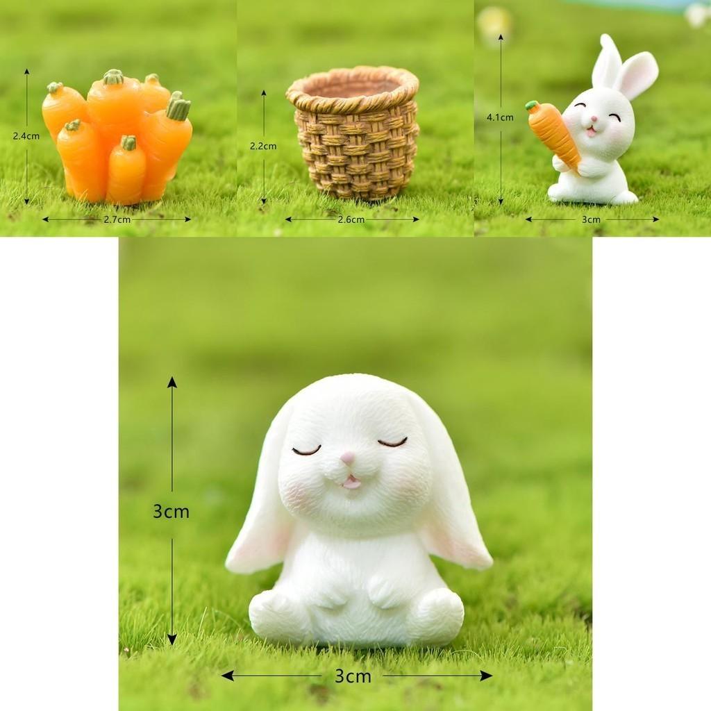 Charming Rabbit Eat Carrot Diy Resin Figurine For Exquisite Micro Landscape Decoration