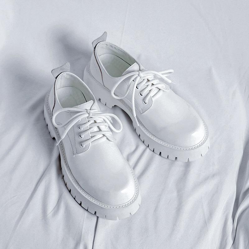 Fashion High Quality Leather Men Shoes,British Thick Soled Casual Derby Shoes,men's Formal Wear Wedding Black Low Top Boots Luxury Shoes