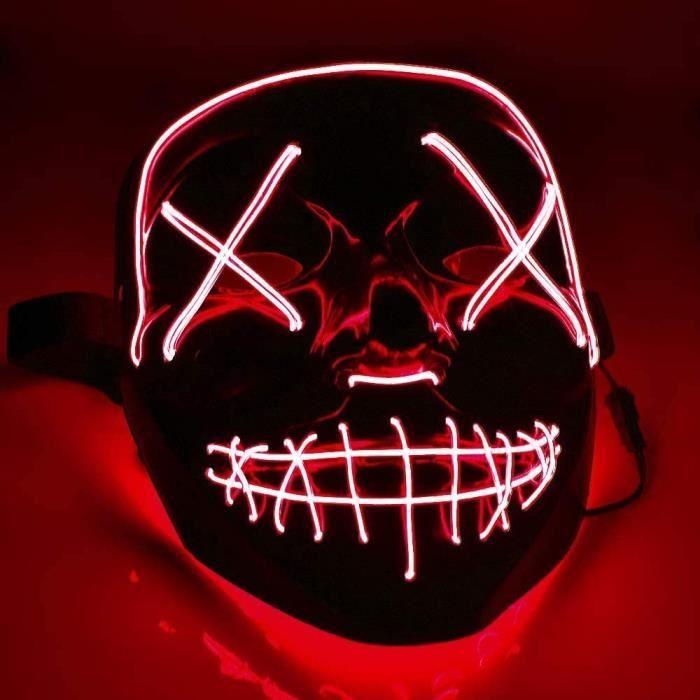 Masque d'horreur LED rouge-comme de Purge avec des effets de lumière 3X,contrôlables,pour Halloween en tant que costume pour[~4]