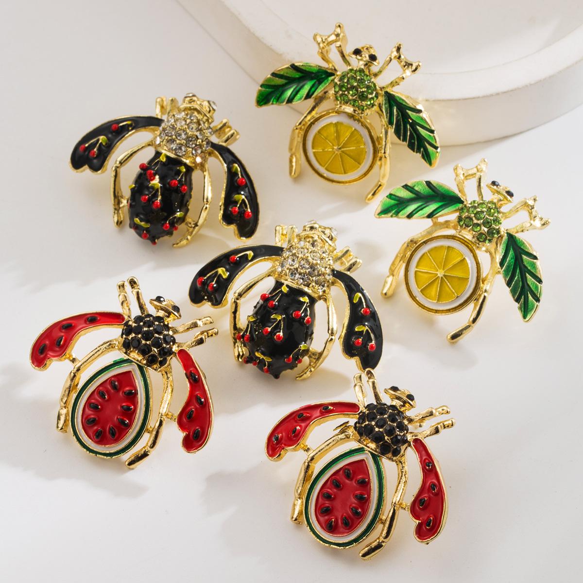 

S925 Silver Needle Inlaid Diamond Colorful Fruit Series Bee Earrings for Women Simple Niche Light Luxury Ear Jewelry лимон