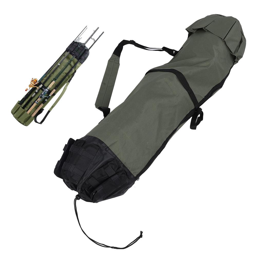 Sac pour Cannes à Pêche Forme Cylindrique Tissu Oxford 600D Résistant à l'Eau Antichoc Portable Sac de Rangement pour Cannes à Pêche pour Ligne de Pêche Appâts Équipement de Pêche