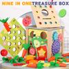 9 In 1 Montessori Permanence Box Carrots Toys Child Wooden Shape Sorting & Matching Educational Toys for Kid Over Age 1-Year-Old