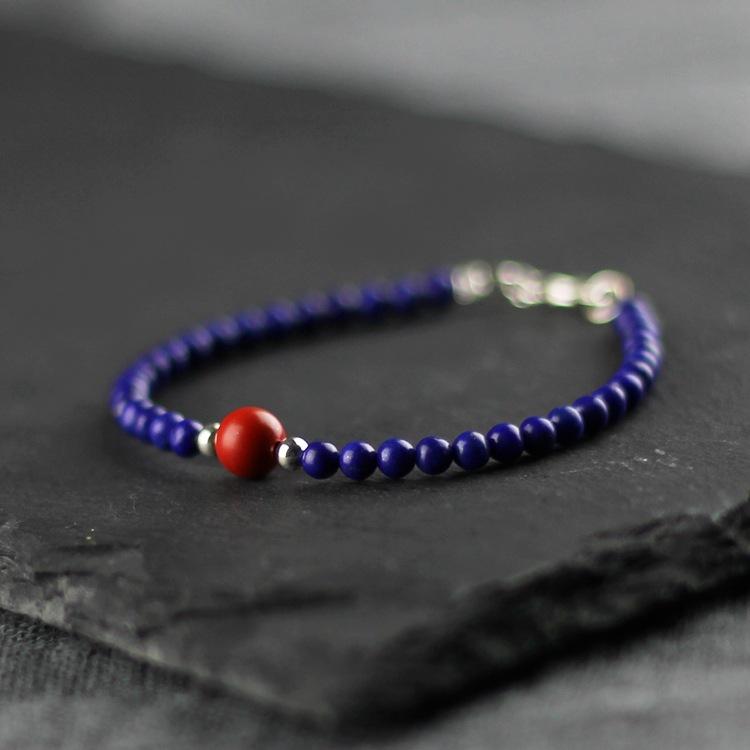 Delicate Natural Lapis Lazuli Bracelet for Women Taiwanese cinnabar9Silver bracelet Starry Sky Crystal Bracelet