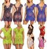 Luxurious Women Eyelash Lace Sexy Lingerie See-through Babydoll Sleepwear Dress T-back Set For Elegant Nights