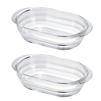 HARIO Heat-Resistant Glass Gratin Dish, Set of 2, Made In Japan, HGZO-1812