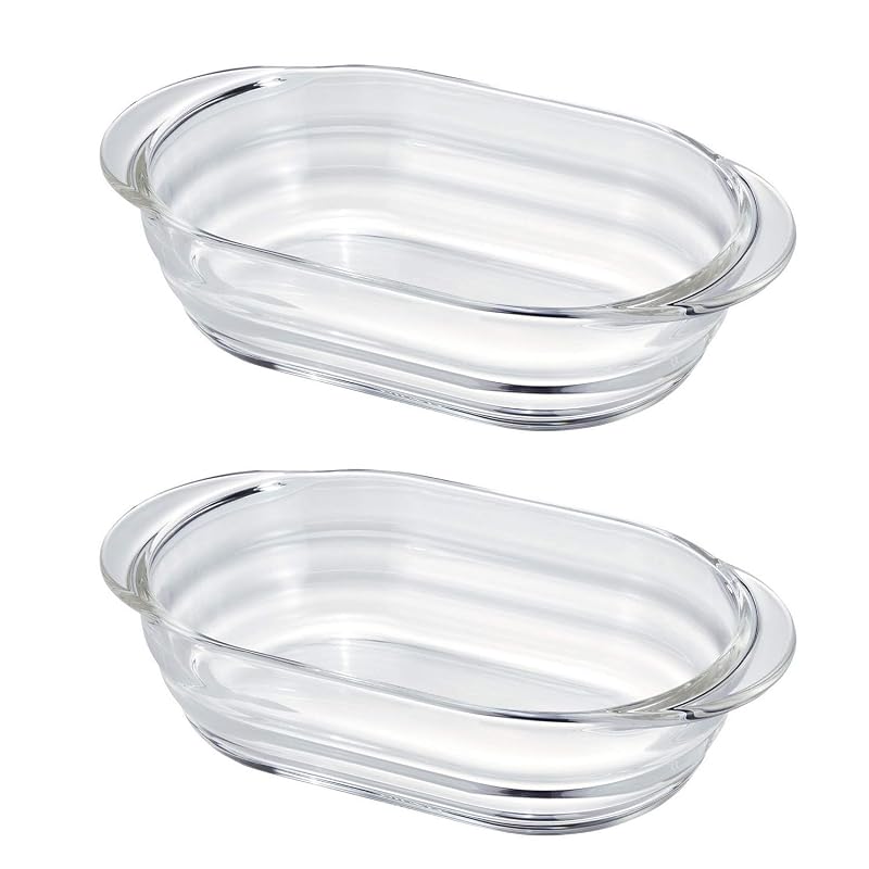 HARIO Heat-Resistant Glass Gratin Dish, Set of 2, Made in Japan, HGZO-1812