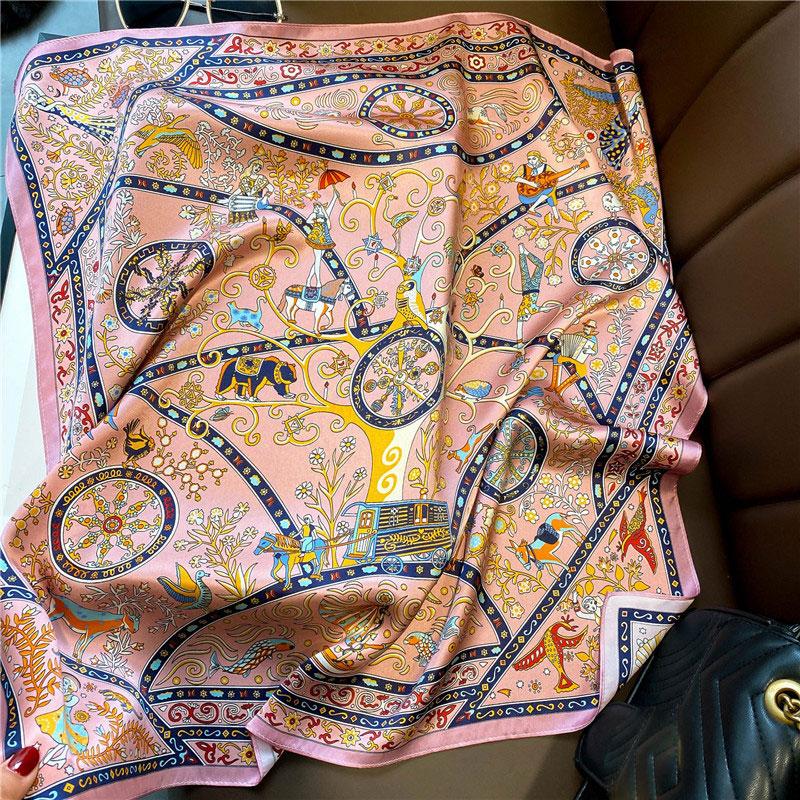 

100% Натуральный Шелковый Квадратный Шарф для Женщин Бандана Платок для Волос Головной Убор Шарфы Шали Квадратный Шейный Фуляр Модные Накидки cachecol femme Real silk 68x68cm