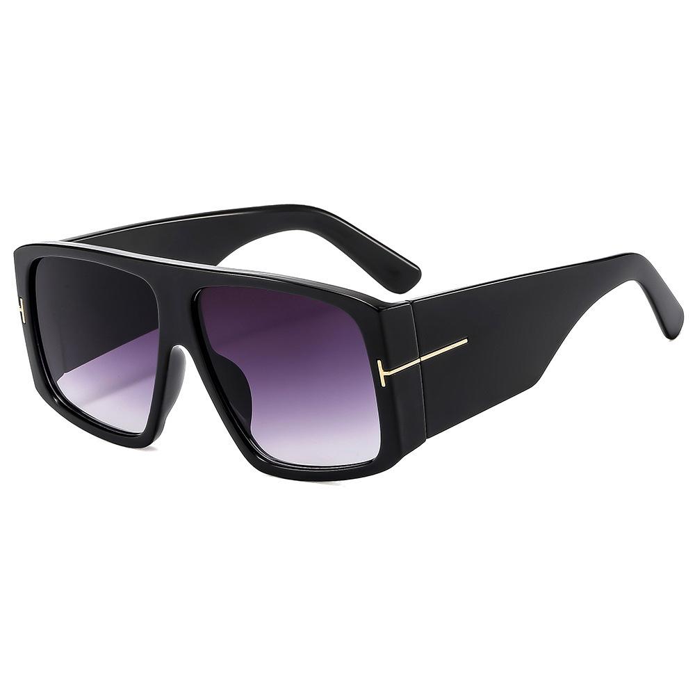 New Wide Leg Oversized Leopard Gradient Women Sunglasses UV400 Brand Design Unique T-Shaped Accessories All Match