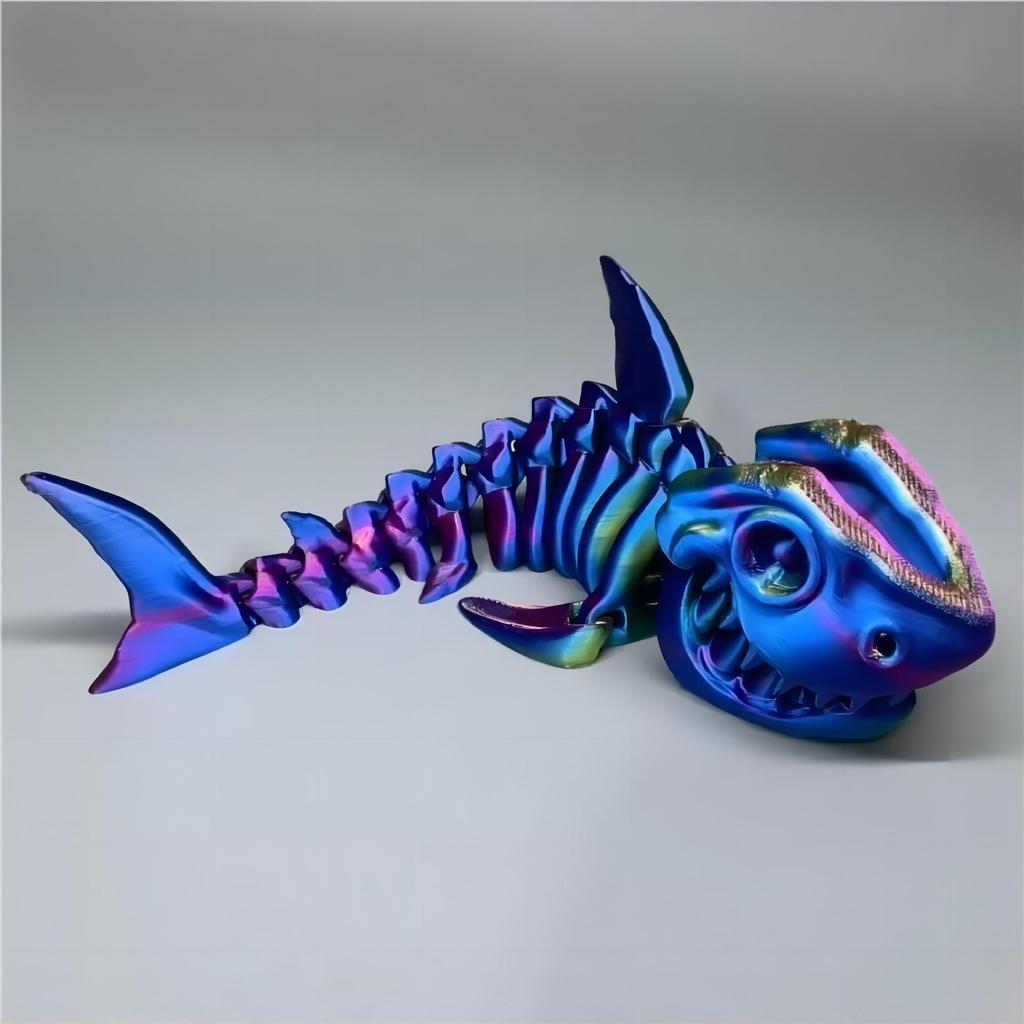 Non-Toxic 3D Printing Shark Model Jointed Full Movable Birthday Gift Realistic Animals Decorative Desktop Ornament Movable 17.5Cm Shark