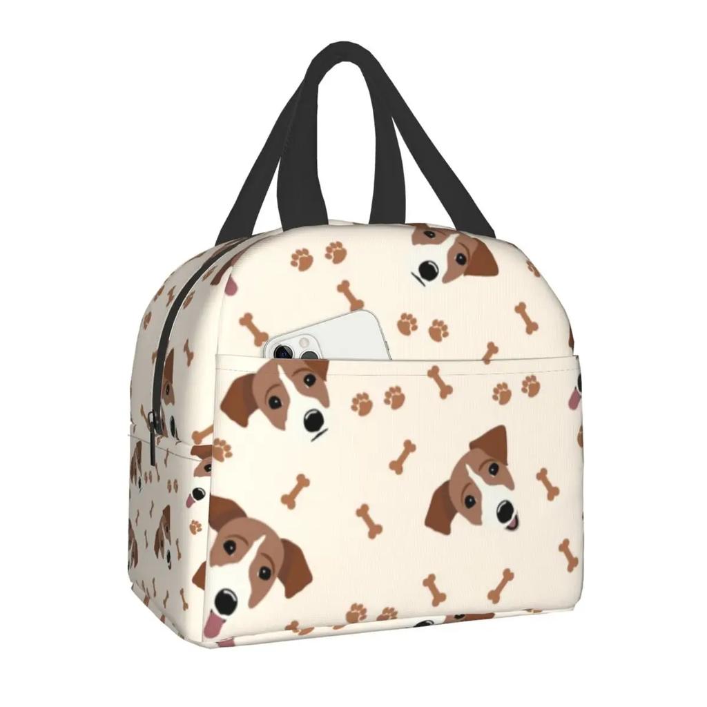 Zvířecí Mopsí Stopy Přenosný Obědový Box Ženy Nepropustný Kočka Mops A Pes Mopsí Stopy V Černé Jídlo Izolovaná Obědová Taška