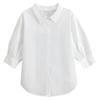 White Blouse Womens Seven-quarter Sleeves Latest Korean Version Lantern Sleeves Top Comfortable Fit Leisure Pure Cotton Blouse