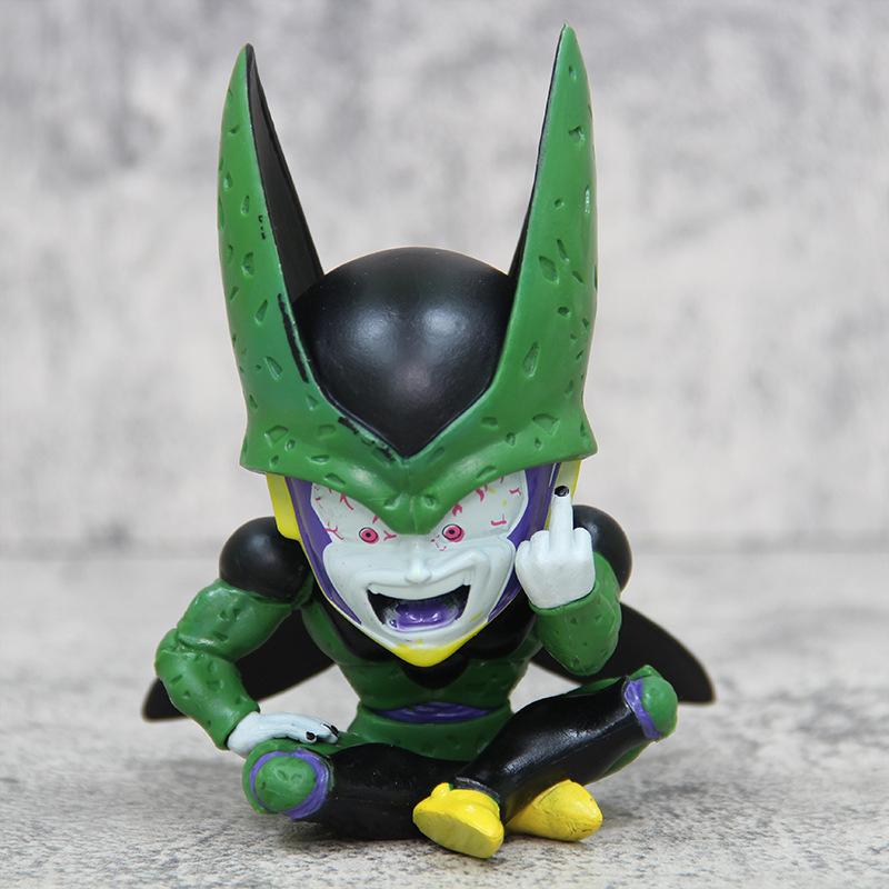 

12cm Dragon Ball Anime Cute Cell Sitting Erect Middle Finger Action Figure Pvc Model Doll Collection Statue Ornament Toys Gift