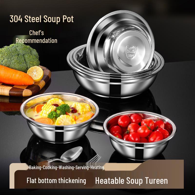 Stainless Steel Multi-Purpose Bowl Set for Soup, Noodles, Rice, and Fruits