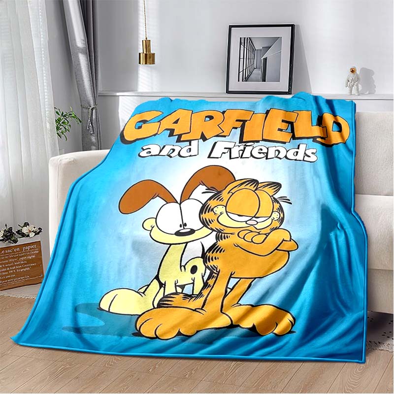 Garfield Cartoon Lazy Cat Print Soft Flannel Throw Blanket Warm Sofa Couch Bed Home Decor Cover For Classic Cartoon Fans