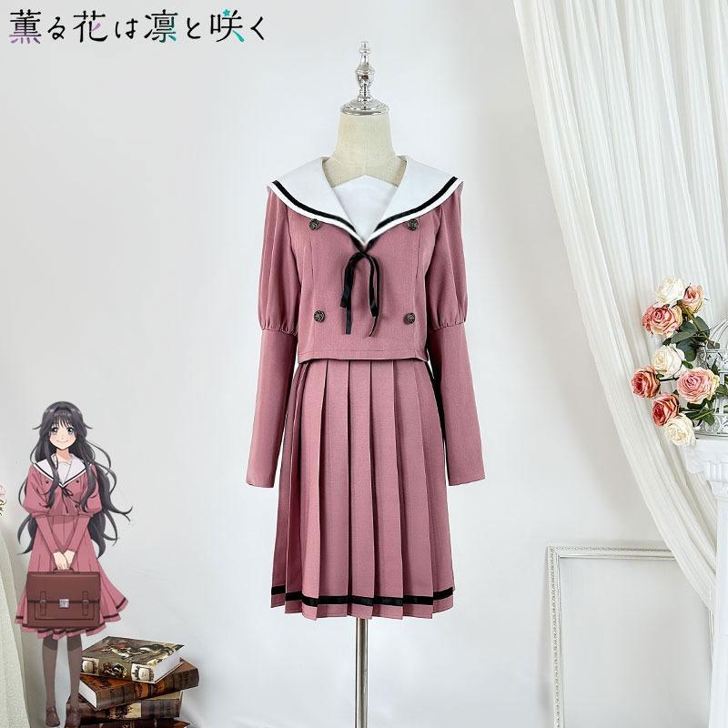 Incense flowers bloom, and chestnut smoked clothes girl student cosplay full set