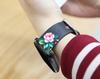 For Fitbit Versa Peony Pattern Genuine Leather Watch Strap Adjustable Wrist Band,Length: 122+83mm