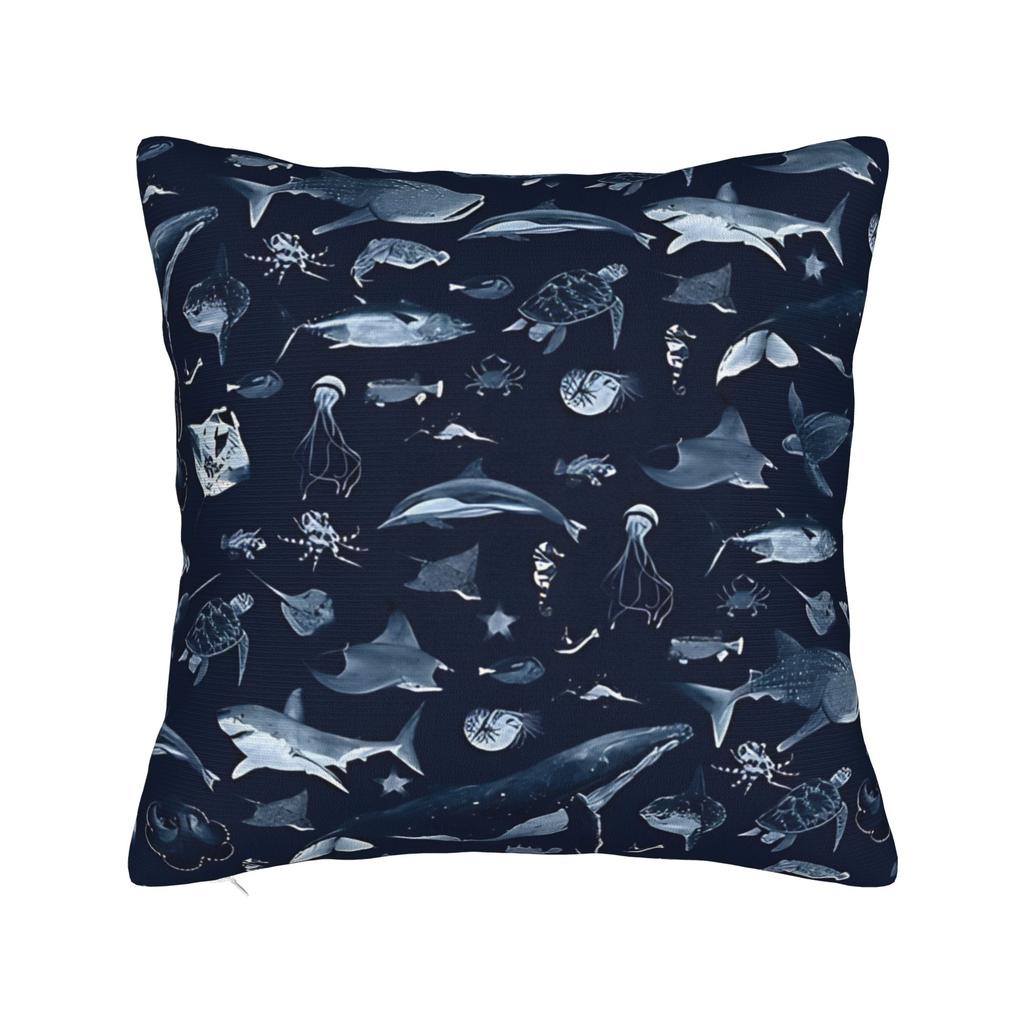 Pillow Cover Sharks Fantastic Animals Vintage Watercolor Pattern Vintage Pillow Case For Living Room Chair Pillowcases