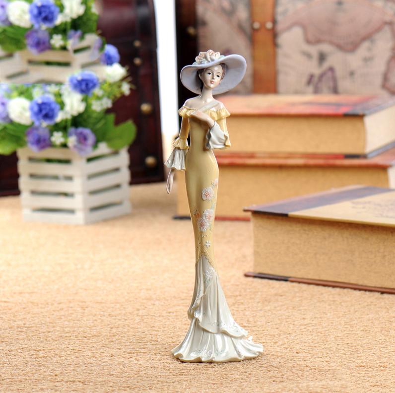 European Resin Victorian Girl Statues Accessories Home Livingroom Desktop Figurines Decoration Office Table Sculpture Adornments