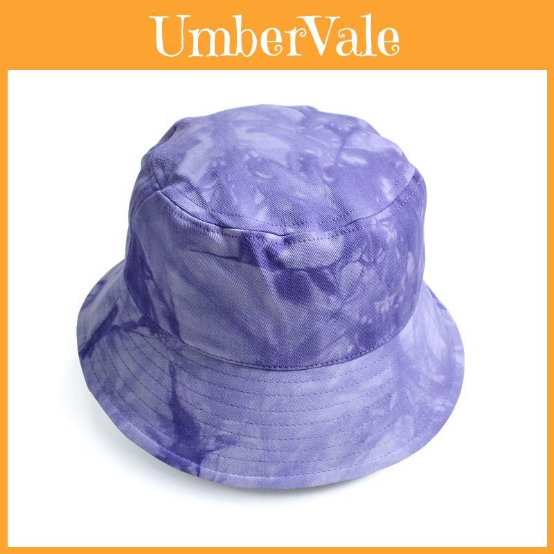 Bavlněný letní rybářský klobouk s tie-dye vzorem a širokým okrajem pro ochranu před sluncem při venkovních aktivitách