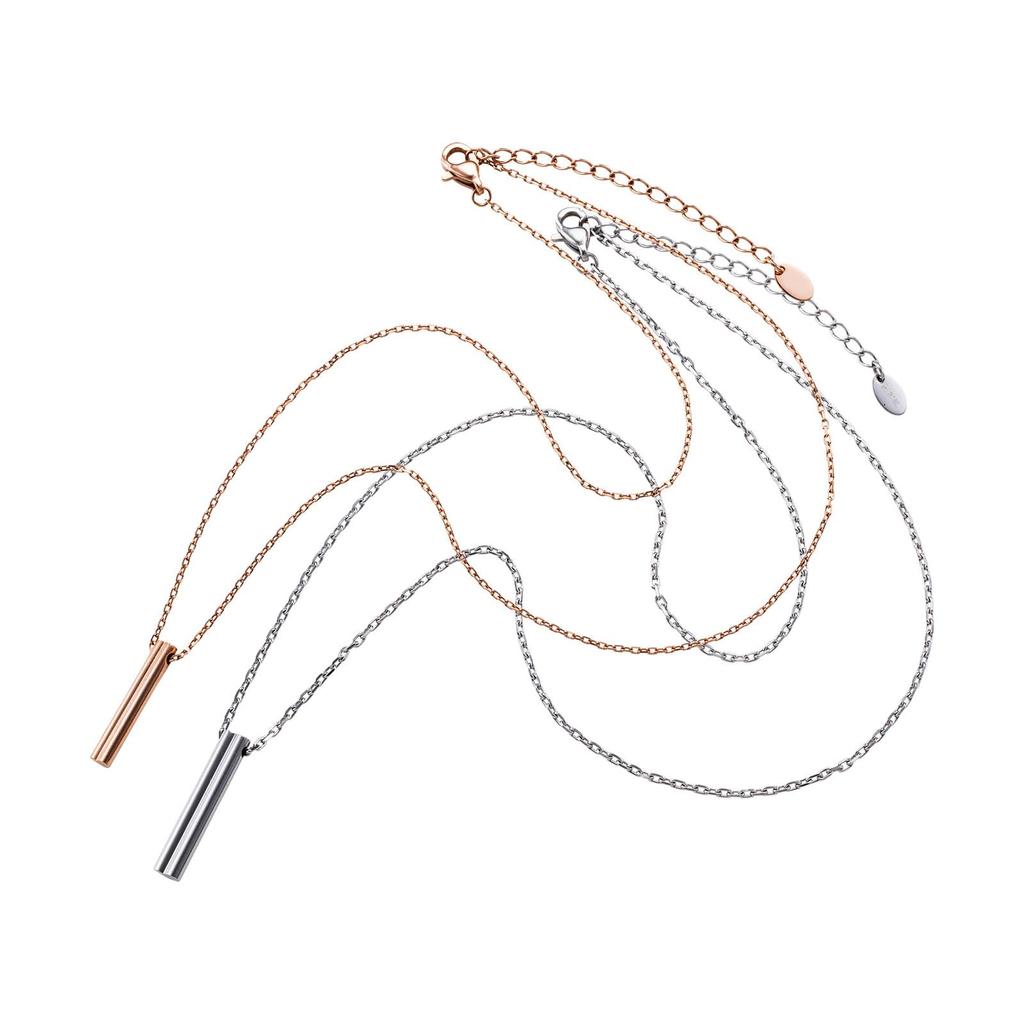 Pair Necklace Surgical Stainless Steel 316L Allergy Free Heart Pink Silver [White Clover] & 4SUP088GO&4SUP089SV