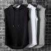 Canottiere da Uomo Gilet Magliette Senza Maniche con Cappuccio T-shirt Maschile Palestra Esercizio Sport Golf Camicia Stile Coreano Casual Colore Unito