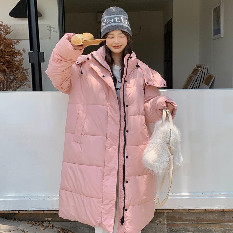 Damen 2024 Wintermode Baumwollmantel mit Kapuze in Überlänge - Dick, warm und Überknie-Stil