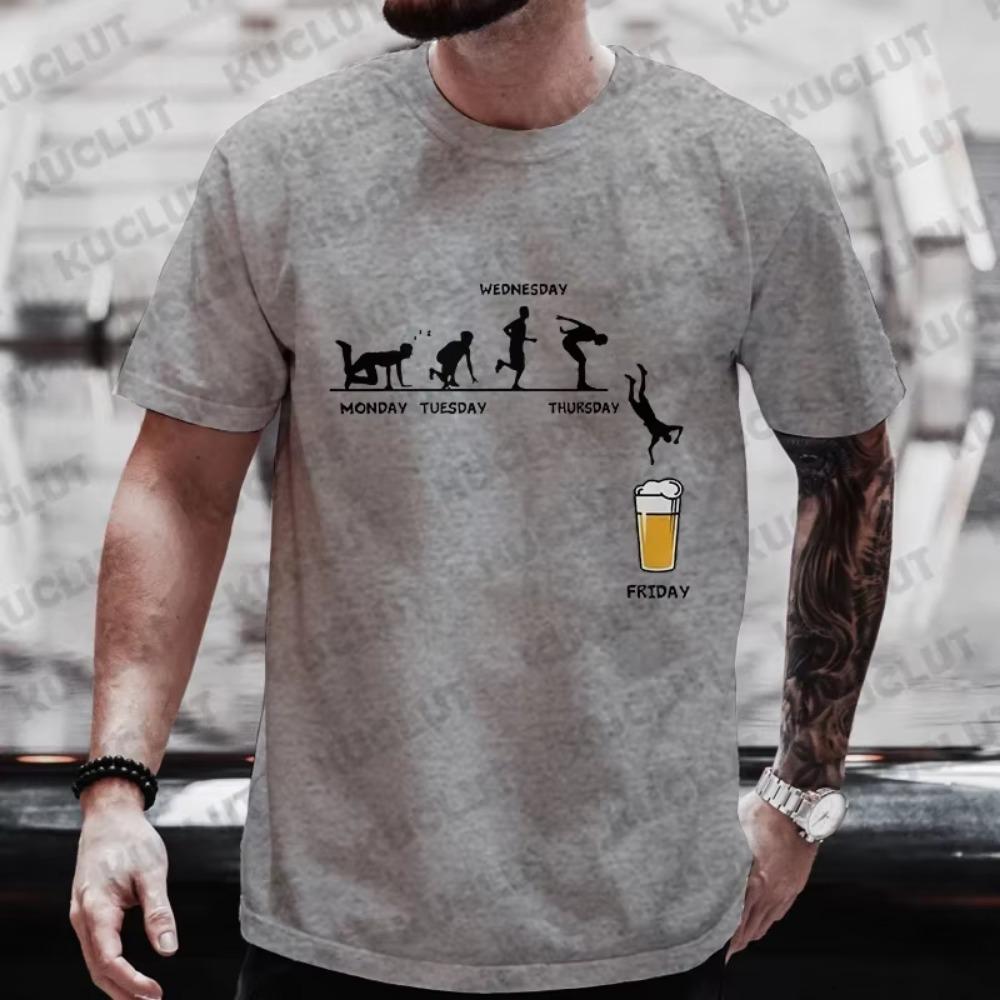 Happy Friday Beer DAY T Shirts for Men Funny Graphic Y2k Tops Male Friends Weekend Single Farewell Party Drinking Team Tees