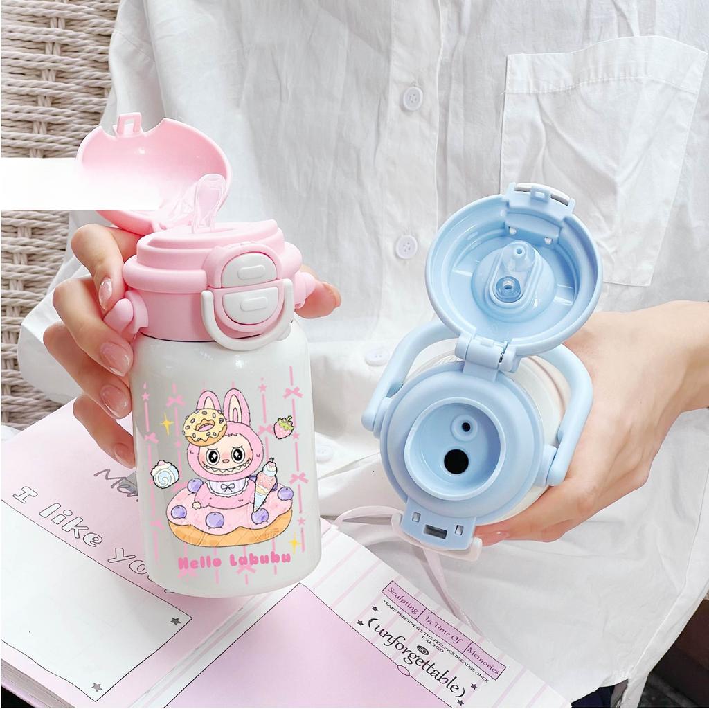 Cute Portable Handle Water Cup, Children's Insulated Cup, Special Straw Cup for Boys, Girls and Students To Go To School