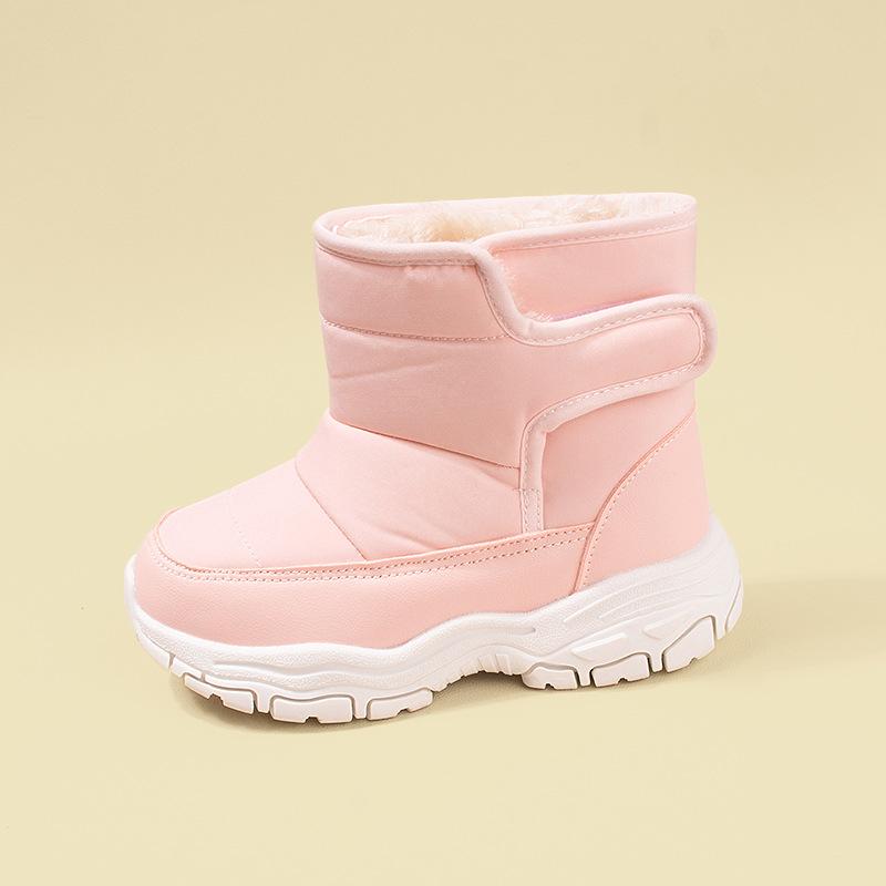 New Winter Model Children's Boots with Back Velcro and Fleece Lining for Warmth, Casual Sports Snow Boots for Older Children