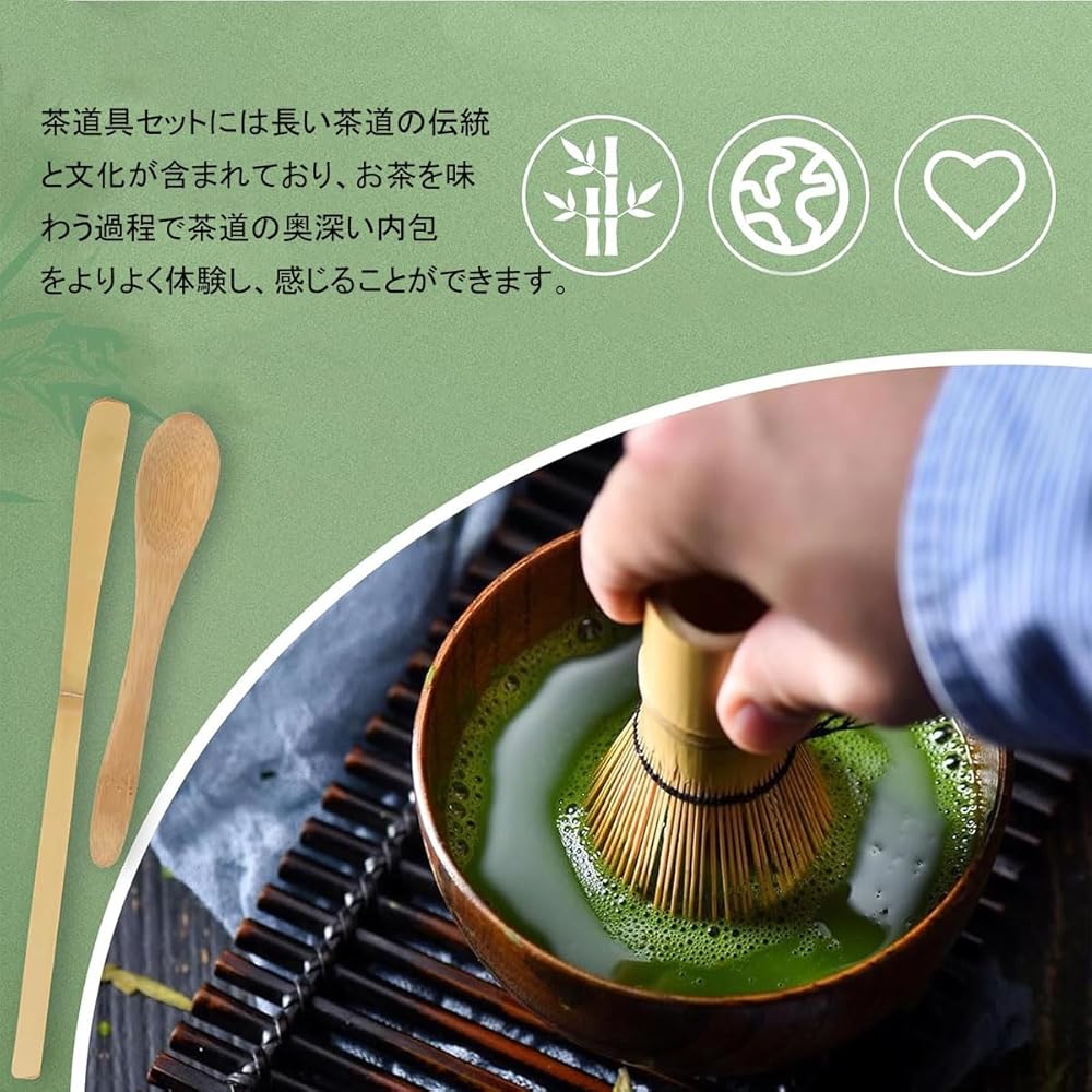 BTtime Tea Whisk Set 3 Pieces Bamboo Chasen Chashaku Matcha Whisk Spoon Tea Ceremony Tools